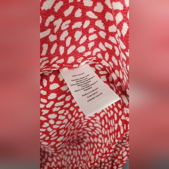 Talbots Women Size XLP Wrap Blouse with Side‎ Tie Red/White Leopard Print - Picture 6 of 9